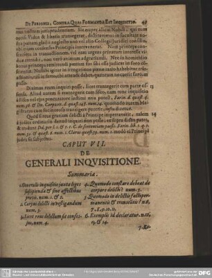 Caput VII. De Generali Inquisitione