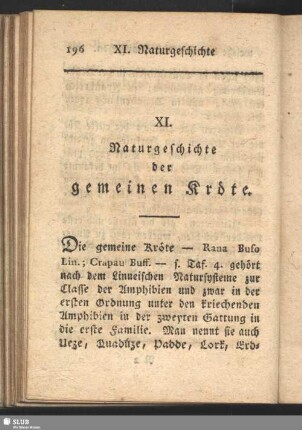 XI. Naturgeschichte der gemeinen Kröte