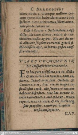 Pars Communis, De Dispositione Oratoria