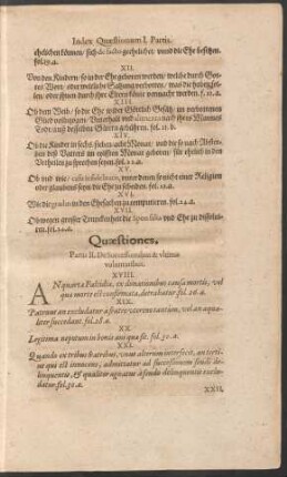 Quaestiones. Partis II. De Successionibus & ultimis voluntatibus.