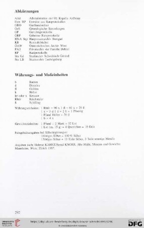 Abkürzungen; Währungs- und Maßeinheiten