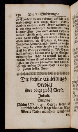 130-160, Sechste Einleitungs-Predigt