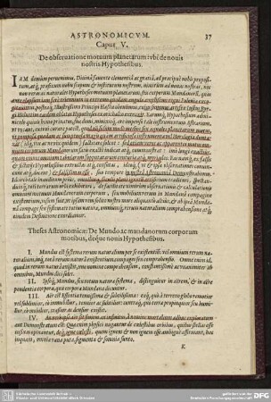 Caput V. De observatione motuum planetarum: ubi de nouis nostris Hypothesibus.