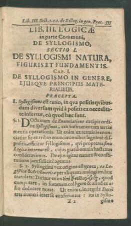 Cap. I. De Syllogismo In Genere, Eiusque Principiis Materialibus.