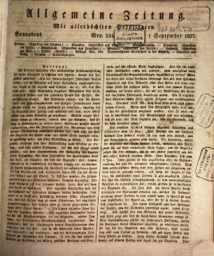 Allgemeine Zeitung. 1827, 9 - 12