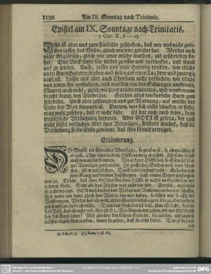 Epistel am IX. Sonntage nach Trinitatis, 1. Cor. X, 6-13