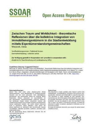 Zwischen Traum und Wirklichkeit - theoretische Reflexionen über die kollektive Integration von Immobilieneigentümern in die Stadtentwicklung mittels Eigentümerstandortgemeinschaften