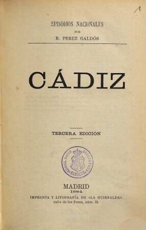 Episodios nacionales, 1,8. Cádiz
