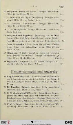 Handzeichnungen und Aquarelle (Nr. 34-95)