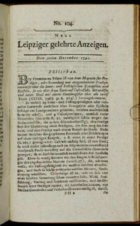 No. 104. Den 30ten December 1791.