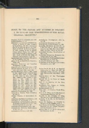 4. Index to Papers and Authors in Vols. I. to XXVI. of the Proceedings to the Institute.