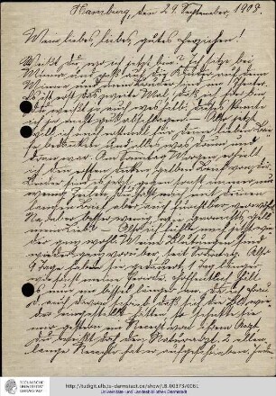 Brief vom 29.09.1908