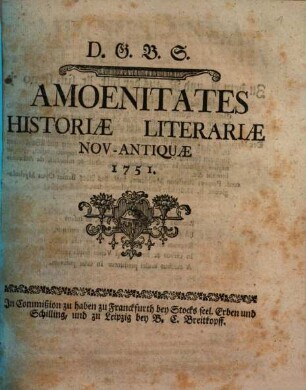 Amoenitates Historiae Literariae Nov-Antiquae