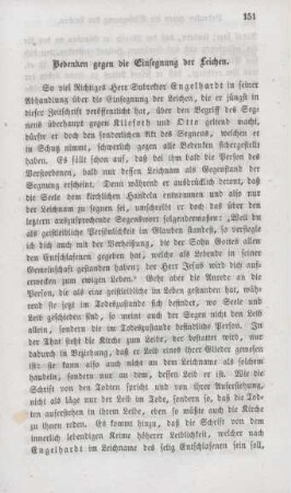 151-152 Bedenken gegen die Einsegnung der Leichen
