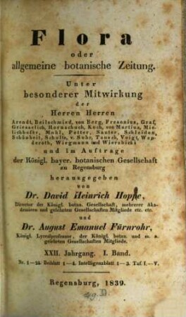 Flora oder allgemeine botanische Zeitung. 22. 1839
