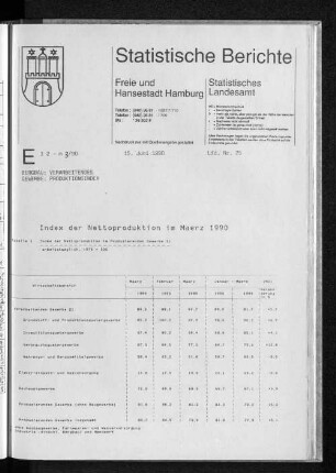 Index der Nettoproduktion im Maerz 1990 : Lfd. Nr. 25