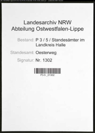Sterberegister Standesamt Oesterweg