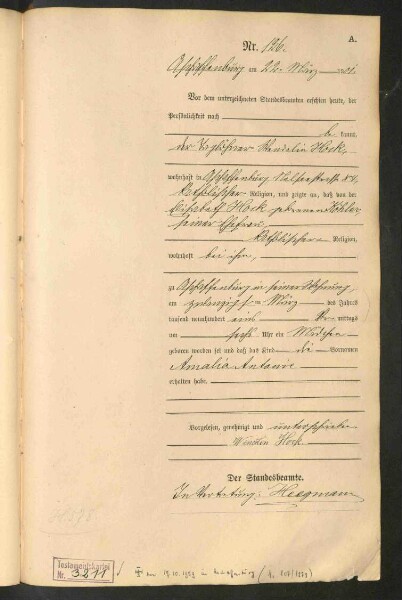Standesamtsbuch der Stadt Aschaffenburg: Geburten 365/1900 - 184/1901