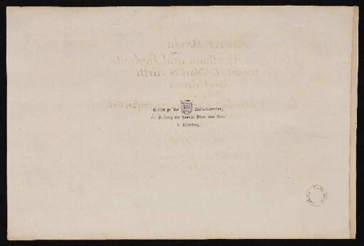 Besitzvermerk: Stiftung der Familie Stoer und Stier (Nürnberg) / Stempel