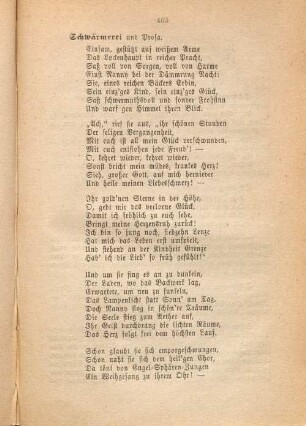 Schwärmerei und Prosa.