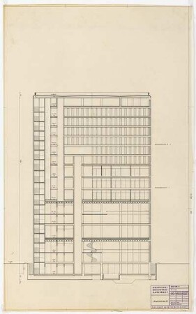 Hochschulbibliothek, Karlsruhe Neubau: Längsschnitt, 1:100