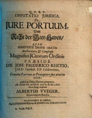 Disp. iur. de iure portuum