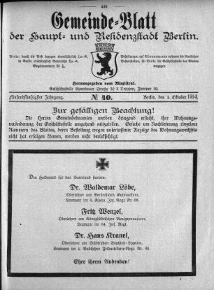 1914,40: No. 40, 1. Oktober 1914