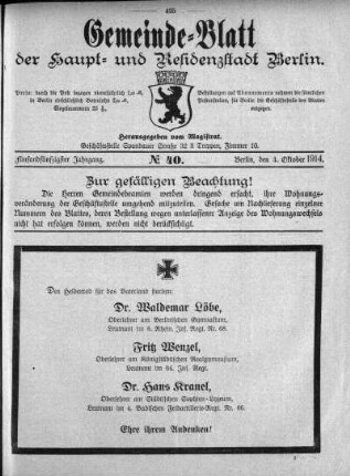 1914,40: No. 40, 1. Oktober 1914
