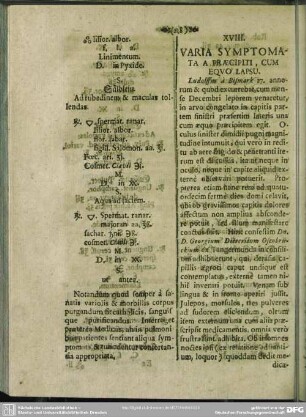 XVIII. Varia Symptomata A Praecipiti, Cum Equo Lapsu