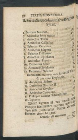 II. Series Seleucidarum sive Regum Syriae.
