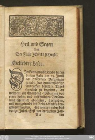 Geliebter Leser.