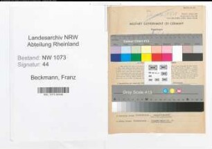 Entnazifizierung Franz Beckmann , geb. 06.01.1905 (Regierungsinspektor)