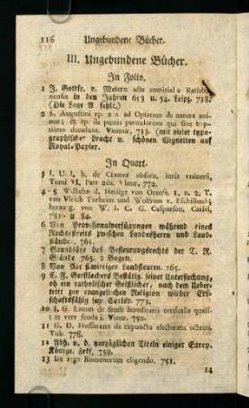 116-119, III. Ungebundene Bücher.