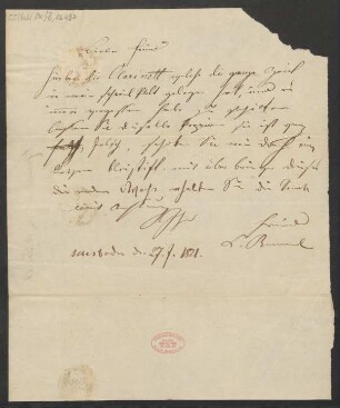 Brief an B. Schott's Söhne : 27.07.1821