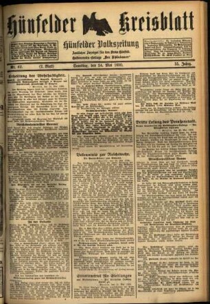 Zweite Ausgabe vom Samstag, den 24. Mai 1930.