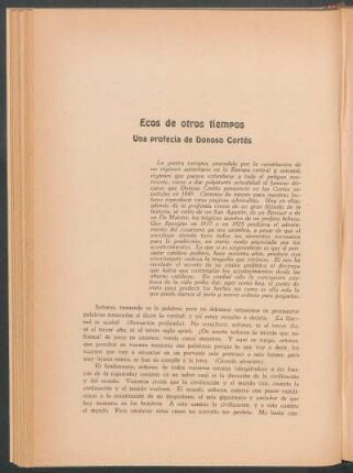 Ecos de otros tiempos - Una profecia de Donoso Cortés