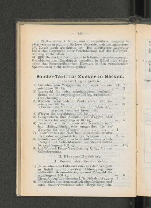 Sonder-Tarif für Zucker in Säcken.
