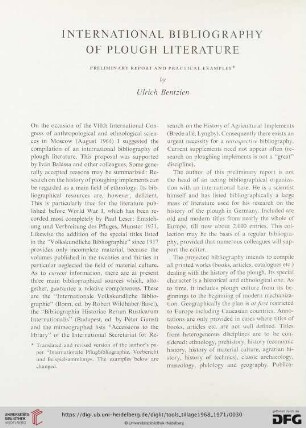 International bibliography of plough literature : preliminary report and practical examples