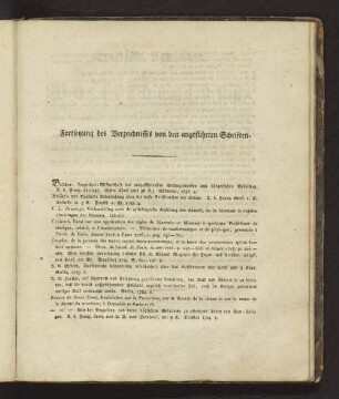 Fortsetzungen des Verzeichnisses von den angeführten Schriften.