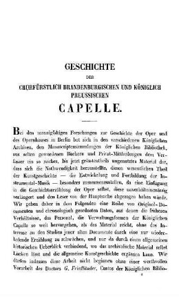 Geschichte der churfürstlich Brandenburgischen und königlich Preussischen Capelle