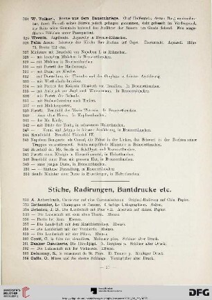 Stiche, Radirungen, Buntdrucke etc. (Nr. 352-437)