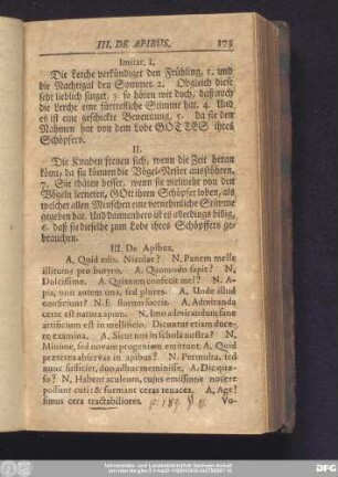 III. De Apibus.