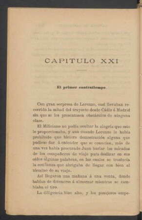 Capítulo XXI - El primer contratiempo.