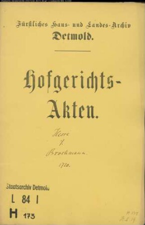 Hesse, Simon zu Heidenoldendorf gegen Brockmann zu Stadenhausen - Schuldforderung