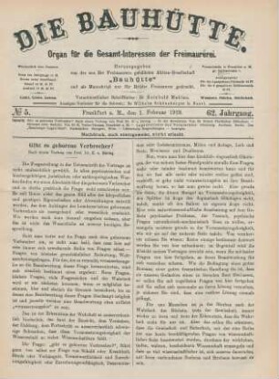 No 5. Frankfurt a. M., den 1. Februar 1919. 62. Jahrgang.