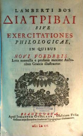 Diatribae sive exercitationes philologicae