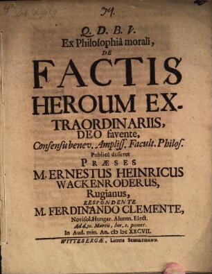 Diss. ex philosophia morali de factis heroum extraordinariis