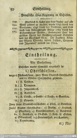 Eintheilung