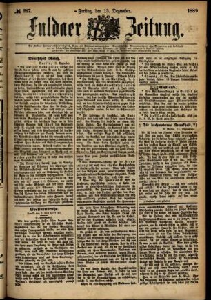Ausgabe vom Freitag, den 13. Dezember 1889.