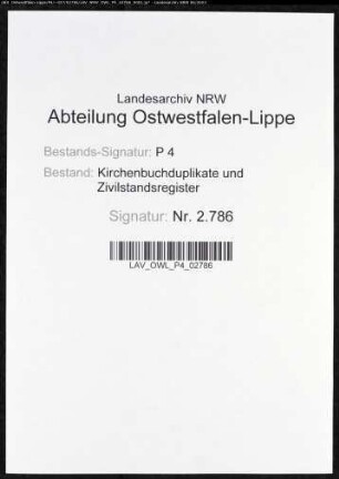 Zivilstandsregister von Rhynern (T 1814). (Gemeinde: Rhynern, Kreis Unna)